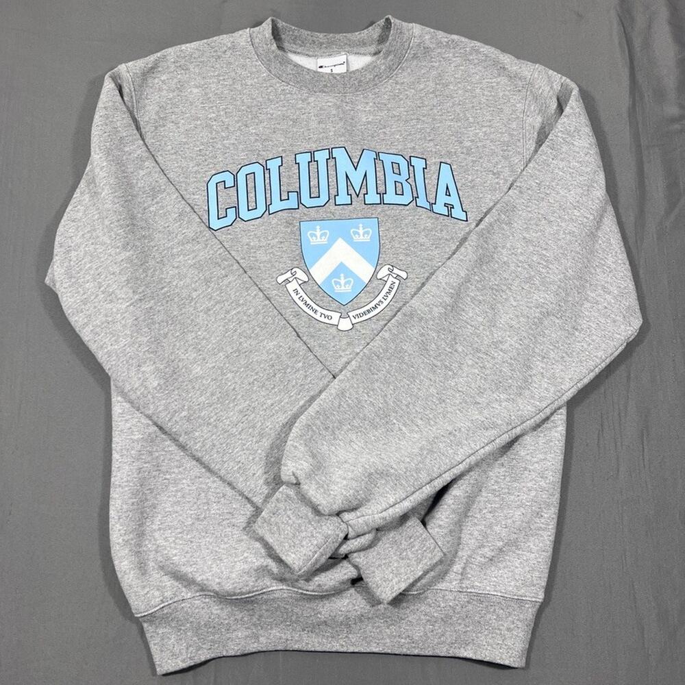 Champion Gray Columbia Crewneck Sweatshirt with Light Blue Logo